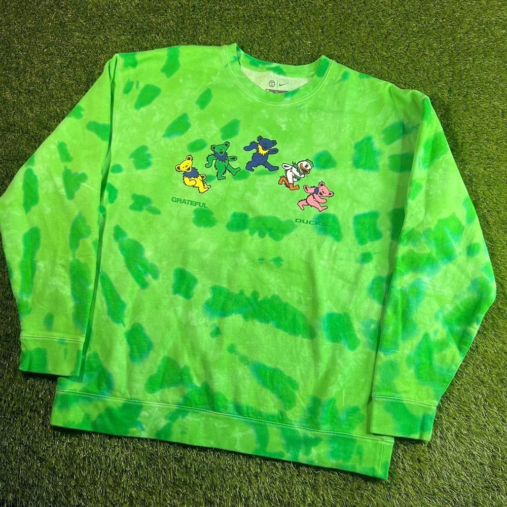 Nike Grateful Duck Tie Dye Crewneck Sweatshirt XL Oregon Ducks Grateful Dead